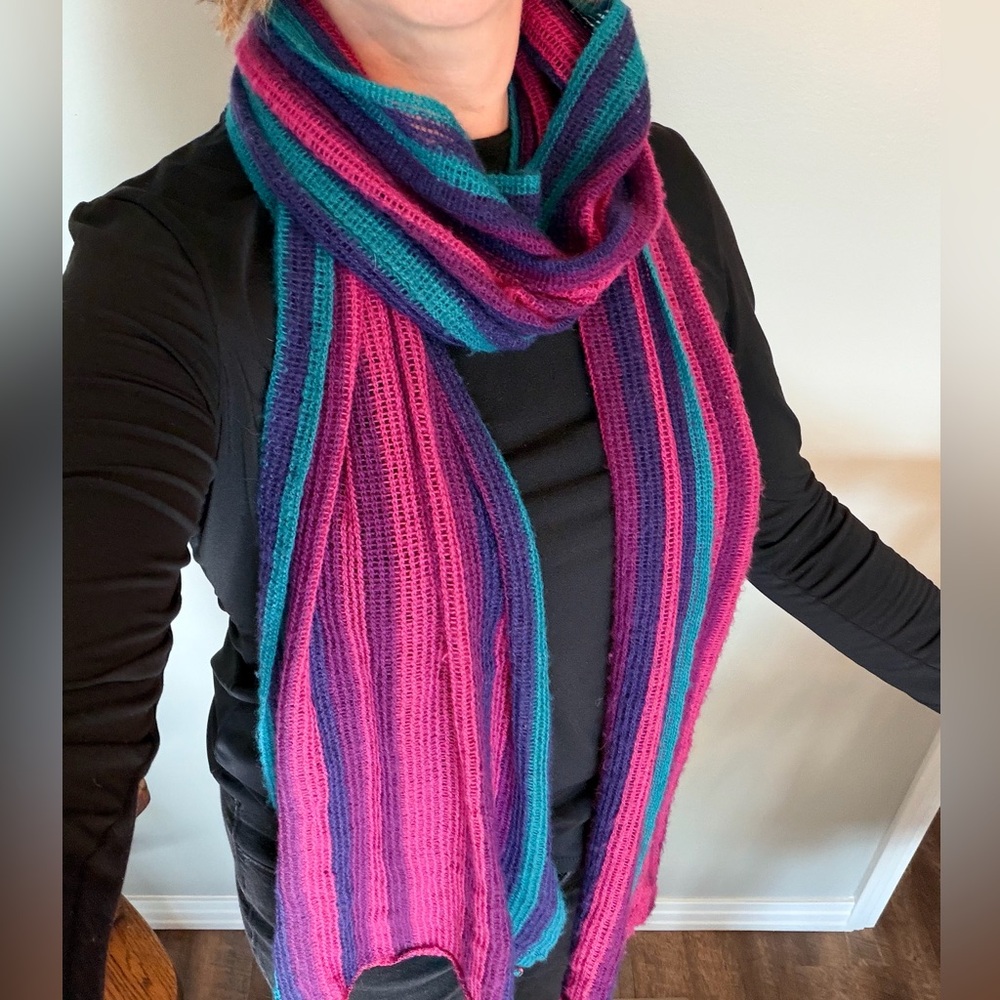 Vibrant Pink and Blue Striped Scarf Style & Co